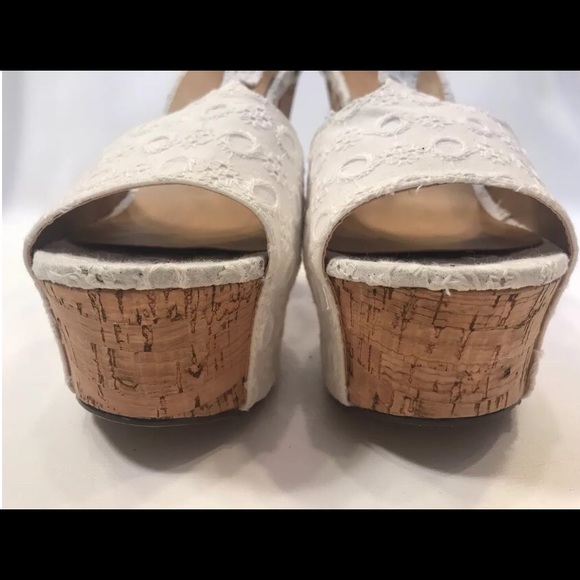 Bamboo White Eyelet Cork T Strap Sandals - Picture 5 of 5